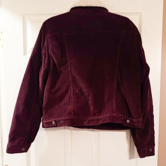 Women's Levi Strauss Levi's Burgundy Corduroy Sherpa Lined Jacket Sz. XL - Picture 5 of 12